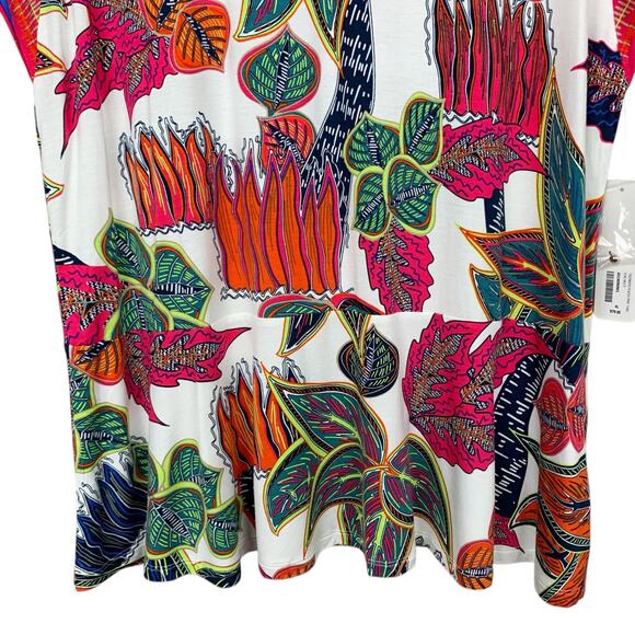 New Soft Surroundings Tigerwood Placed Print Tunic Top Floral Shirt Women's XL - Picture 6 of 9